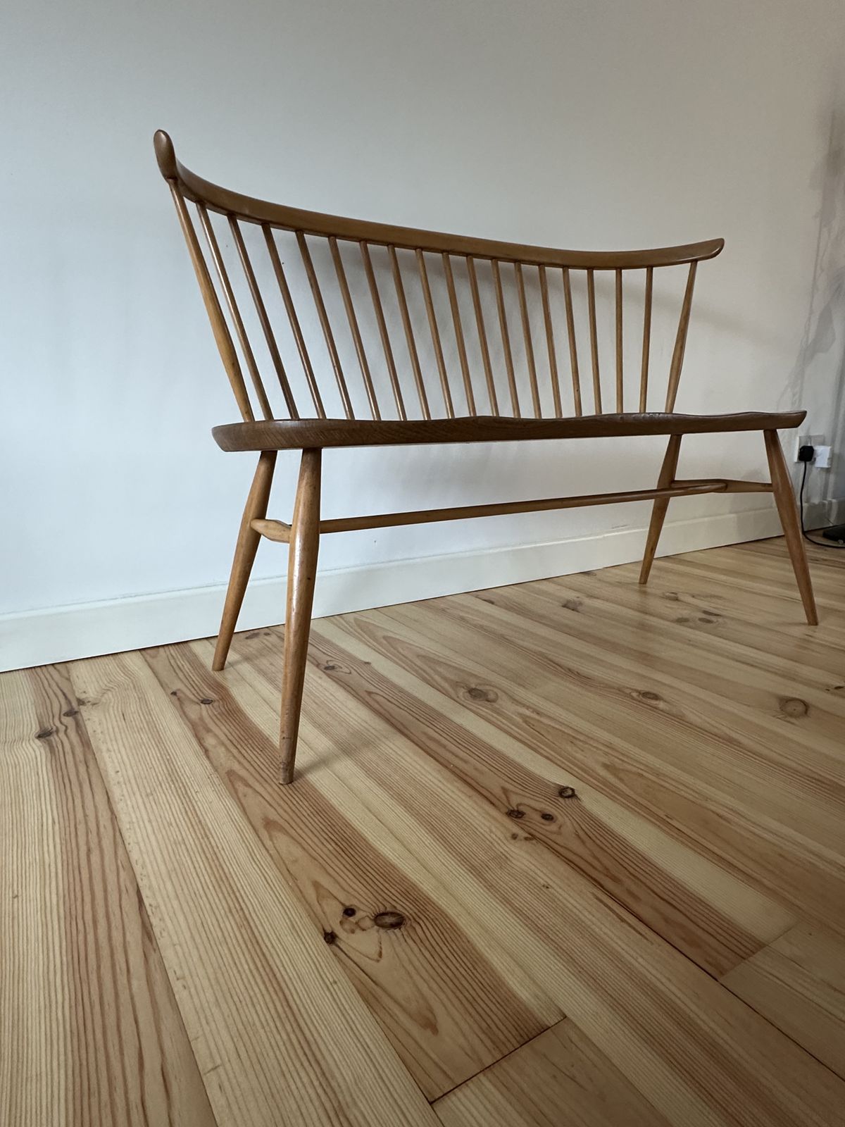 Furniture Vintage Ercol Love Seat Model 450 Ercol Natural Finish Elm photo