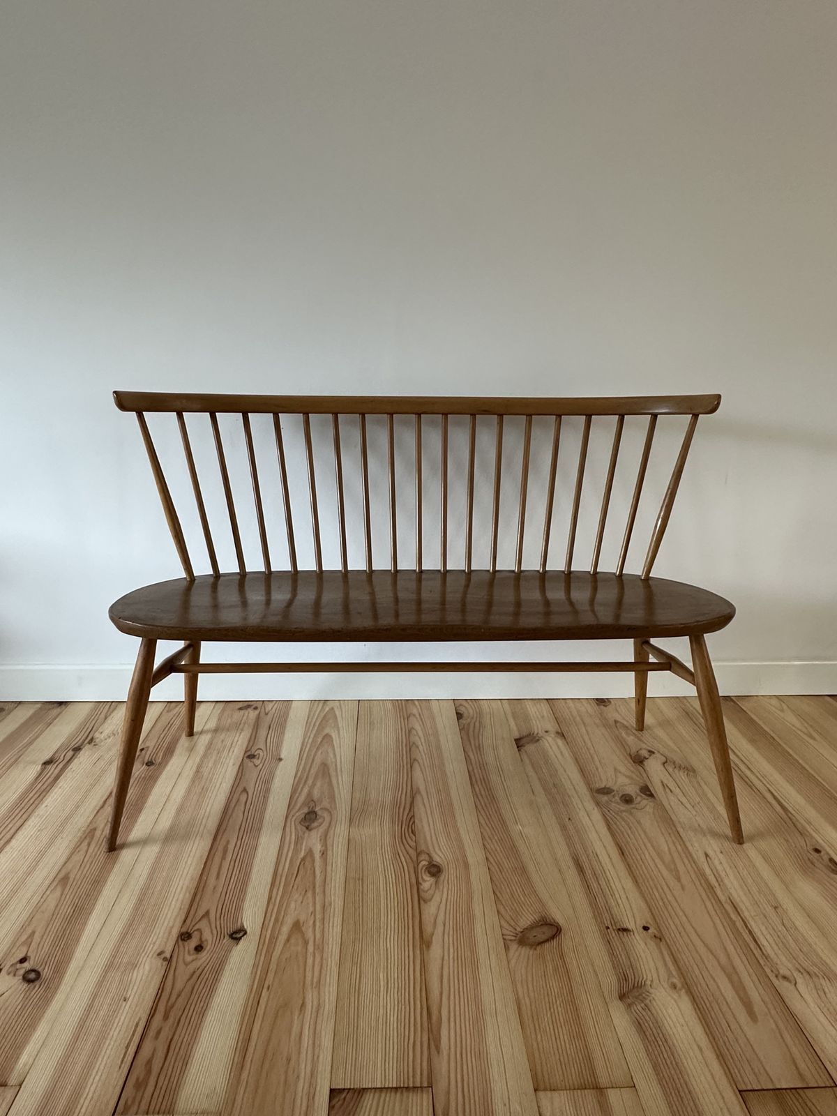 1295.0 Vintage Ercol Love Seat Model 450 Ercol Natural Finish Elm photo
