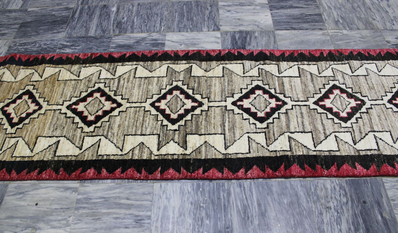 Navajo Style Southwestern Geometric Runner Rug photo furniture