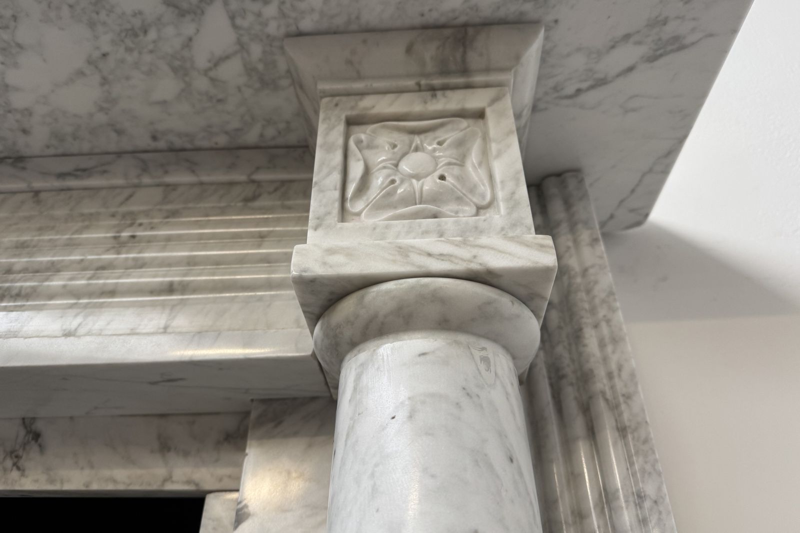 Antique Georgian Pillared White Marble Fireplace Surround. photo buy