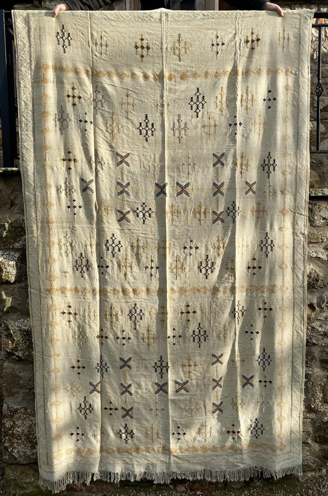 photo furniture Large Vintage Moroccan Sabra Silk Wall Hanging, 184 × 300 Cm