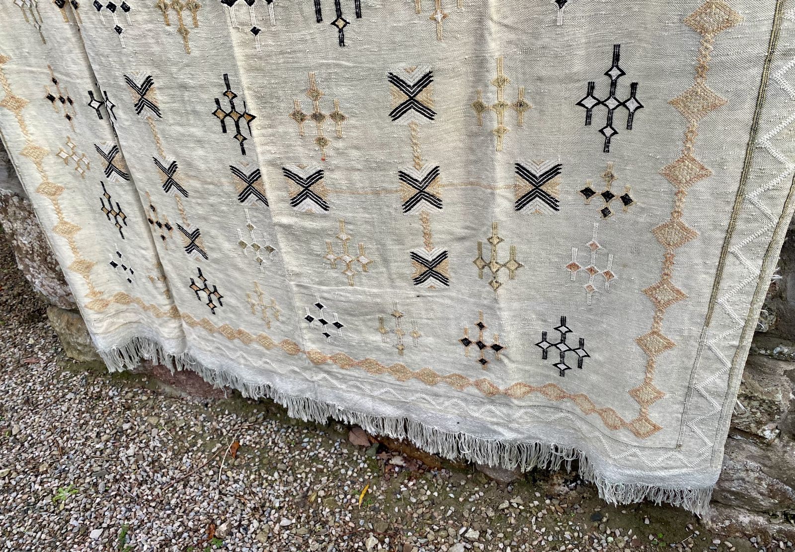 Large Vintage Moroccan Sabra Silk Wall Hanging, 184 × 300 Cm photo for sale