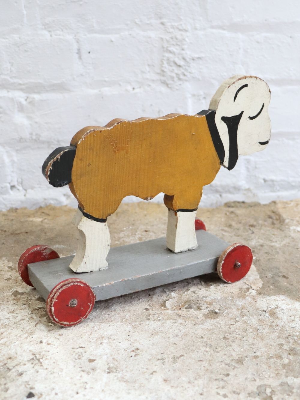 photo for sale Lovely Antique French Wooden Pull Along Toy