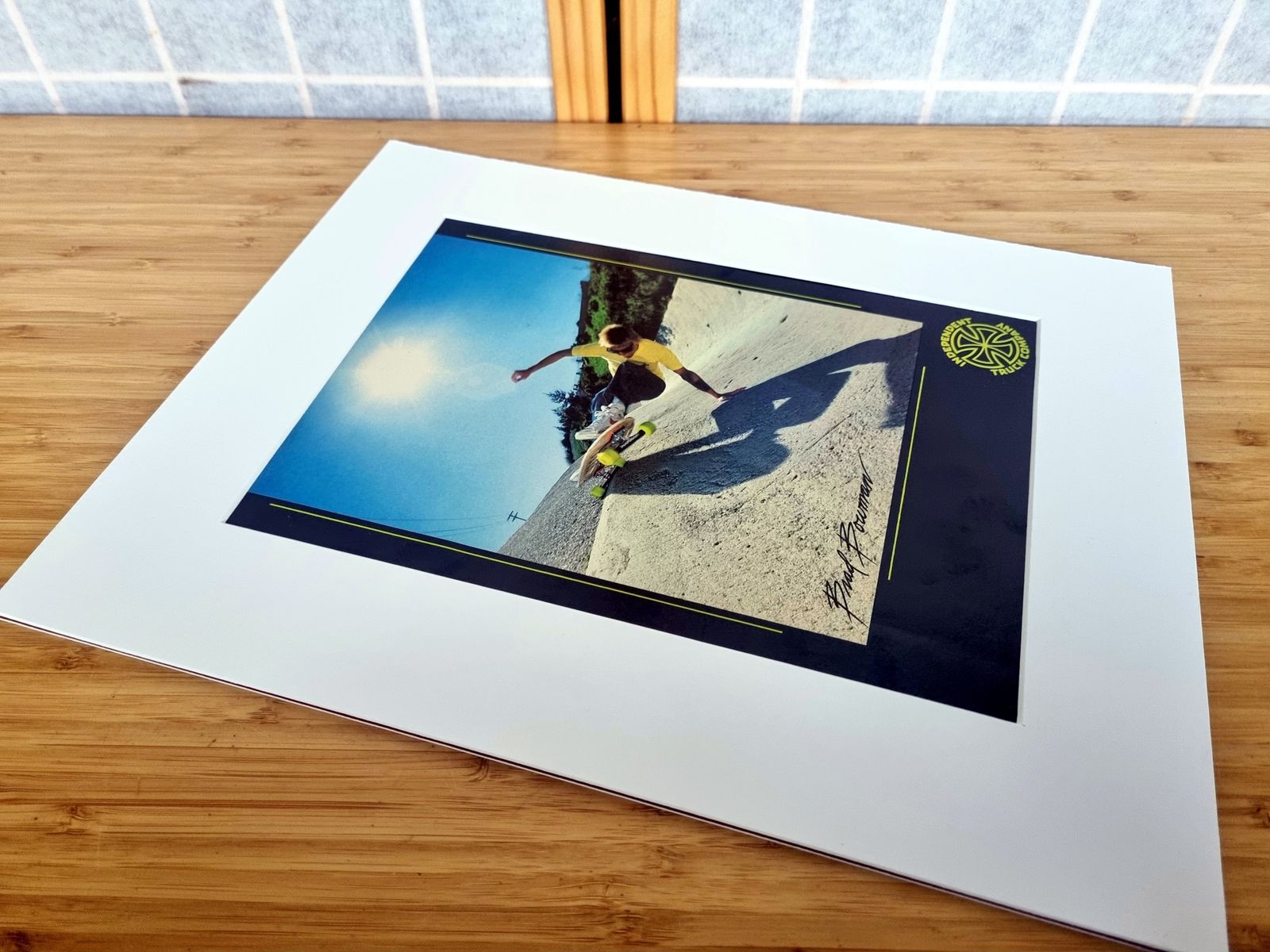 Vintage Skateboard Photo Advertisement, Independent Truck Company Brad Bowman, 1980s Downhill Slide Magazine Page, California Style photo vinterior