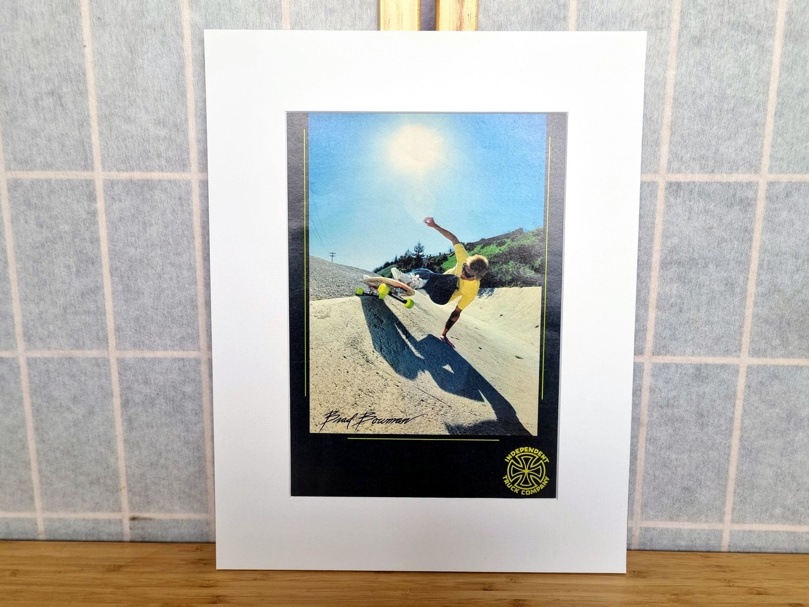 Vintage Skateboard Photo Advertisement, Independent Truck Company Brad Bowman, 1980s Downhill Slide Magazine Page, California Style photo buy