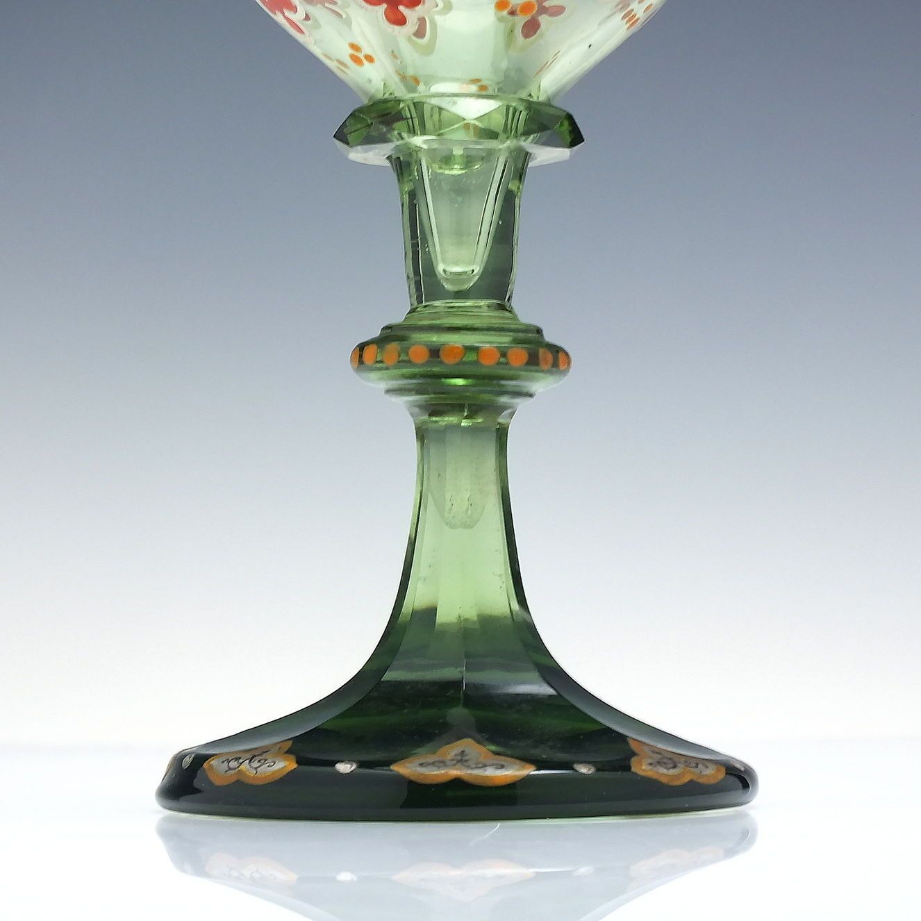 19th Century Lobmeyer Enamelled Armorial Green Wine Glass Goblet C1890 photo buy