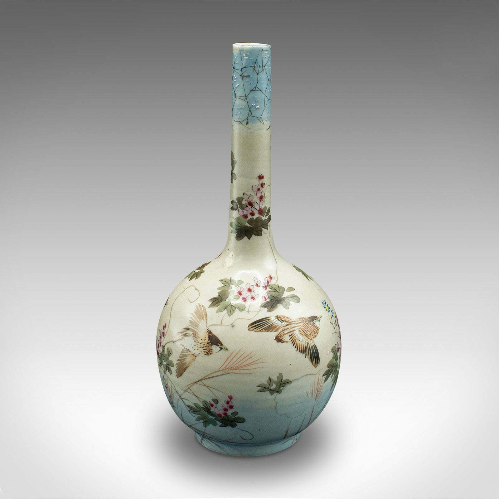 Pair Of Antique Single Stem Vases, Japanese, Ceramic, Meiji Period, Victorian photo Home Decor