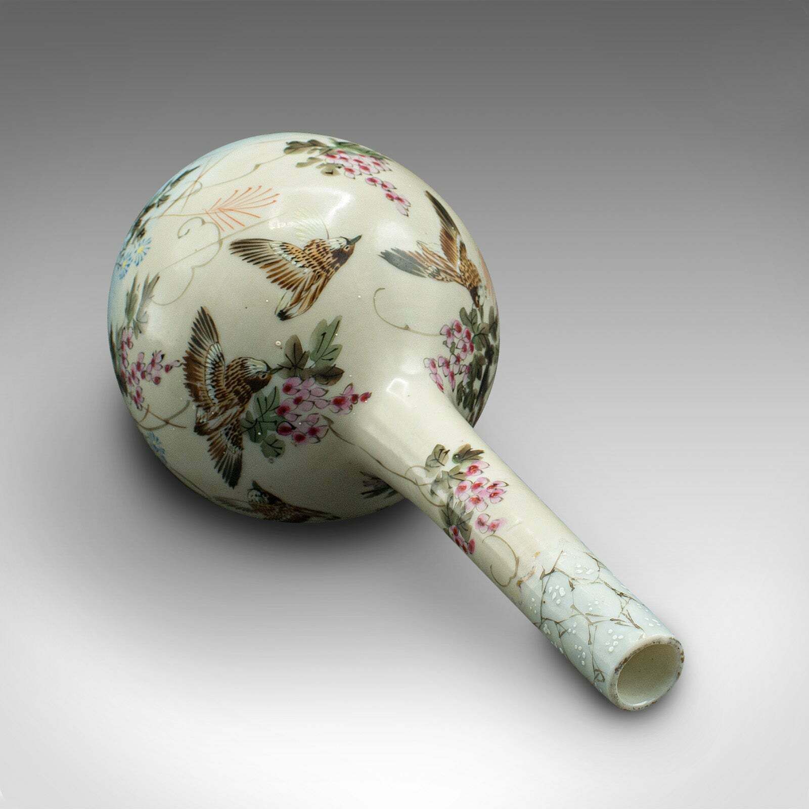 Home Decor Pair Of Antique Single Stem Vases, Japanese, Ceramic, Meiji Period, Victorian photo