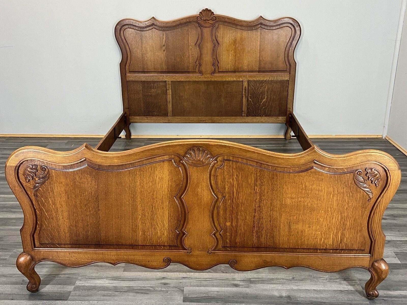Bed Vintage French Louis XVI Double Bed Frame Oak Carved Headboard Lot 4591