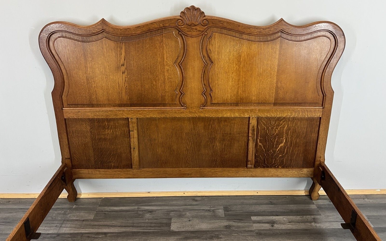Bed Vintage French Louis XVI Double Bed Frame Oak Carved Headboard Lot 4591 photo 399.0