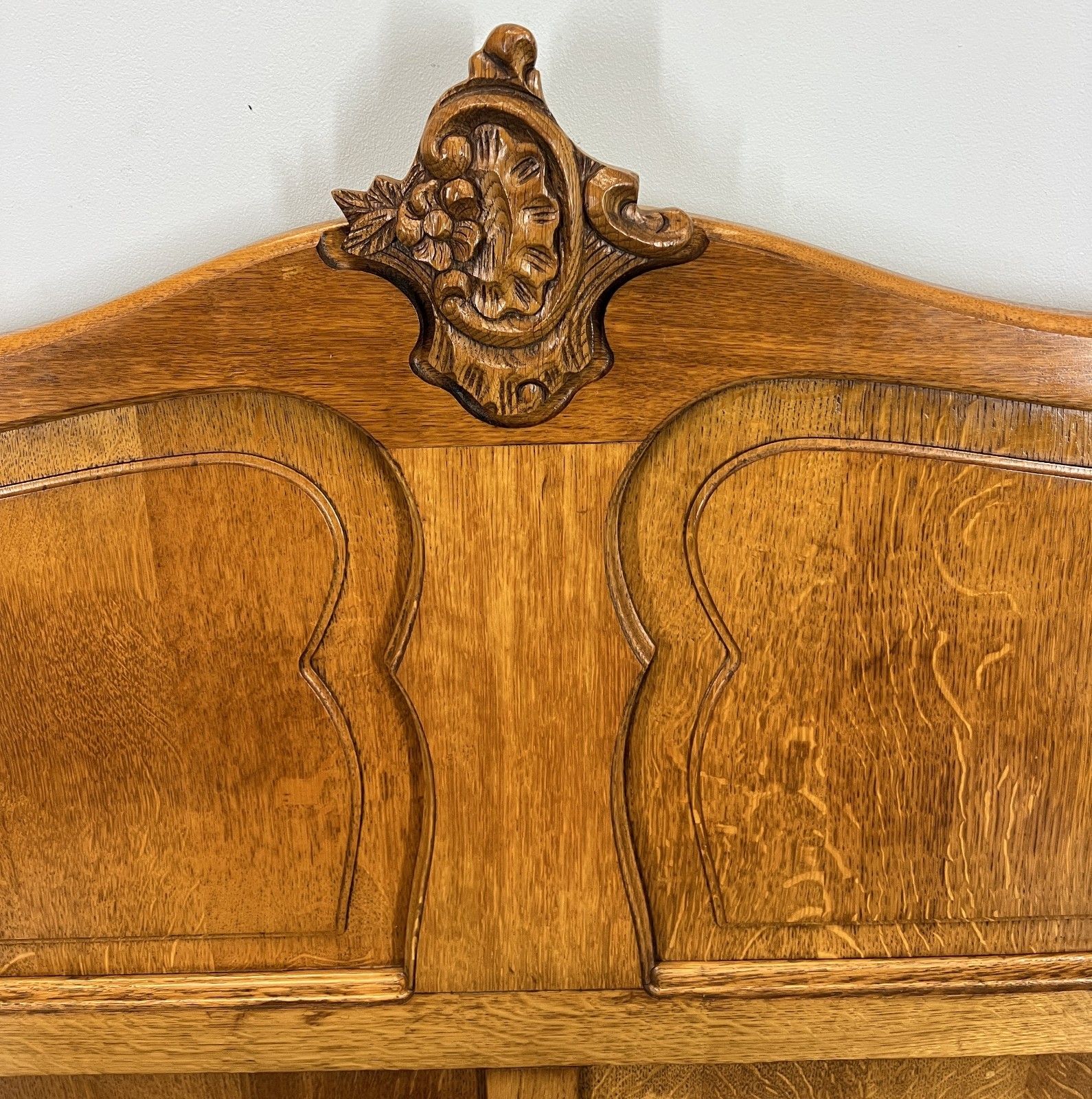 Bed Vintage French Louis XVI Double Bed Frame Oak Carved Headboard Lot 4598 photo vintage