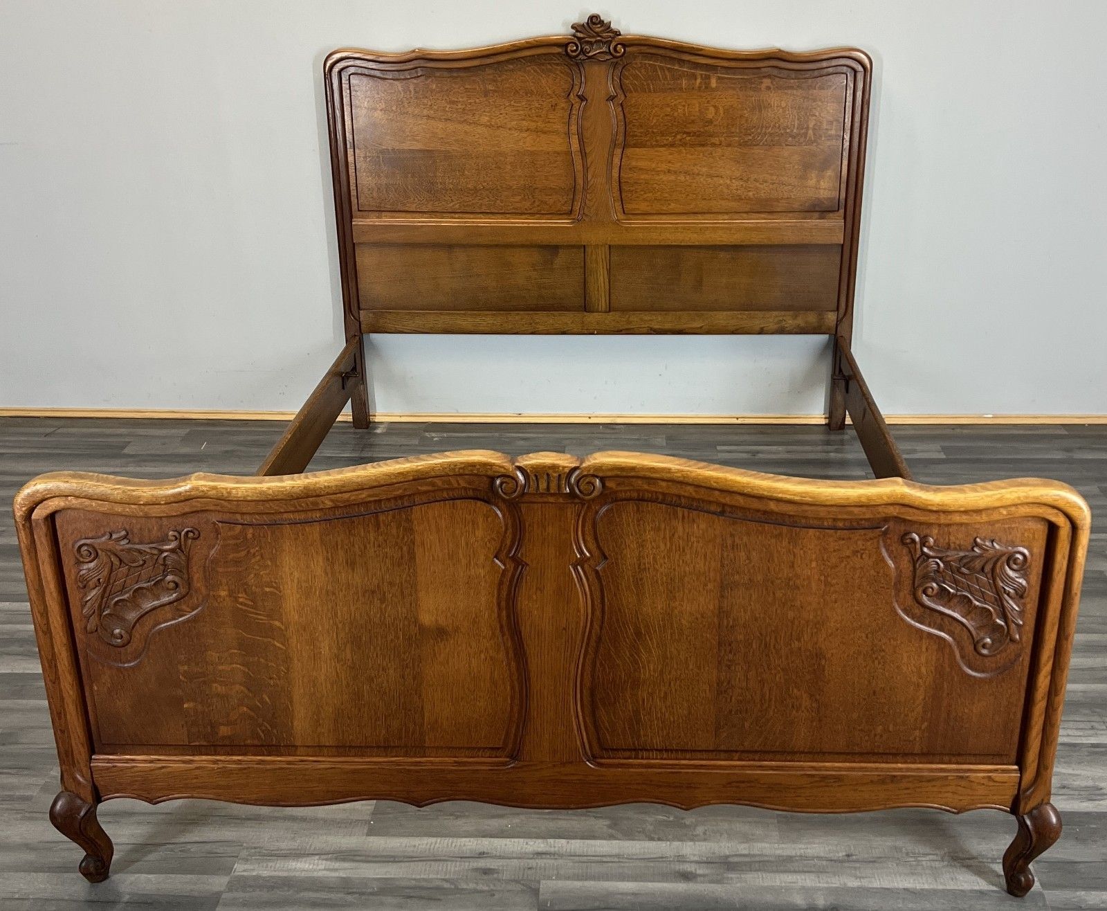 Bed Vintage French Louis XVI Double Bed Frame Oak Carved Headboard Lot 4599