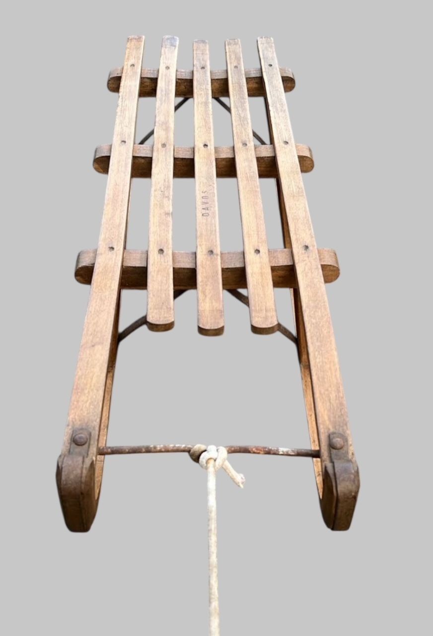 Early 20th Century Swiss Davos Sled With Steel Runners photo furniture