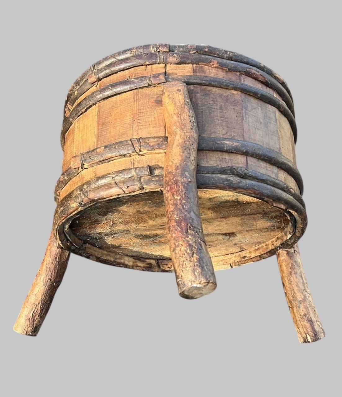 A Striking And Highly Sculptural 19th Century Primitive Wooden Tub photo Garden Decor