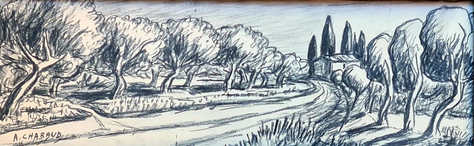 Auguste Chabaud French Landscape, Fauvist Drawing, The Olive Grove, 1900s