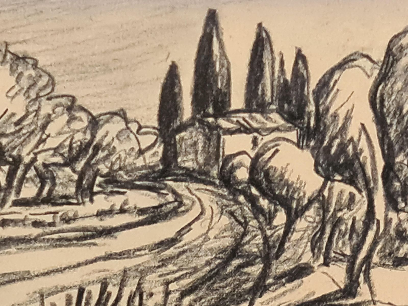 Auguste Chabaud French Landscape, Fauvist Drawing, The Olive Grove, 1900s photo Art
