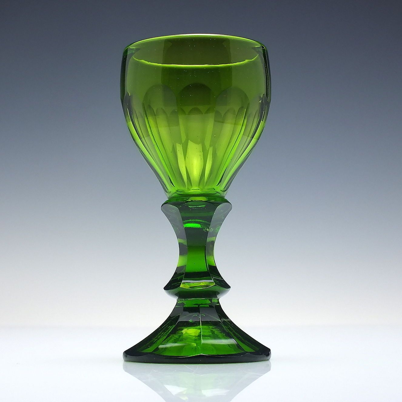 Four 19th Century Biedermeier Green Cut Wine Glasses C1840 photo furniture