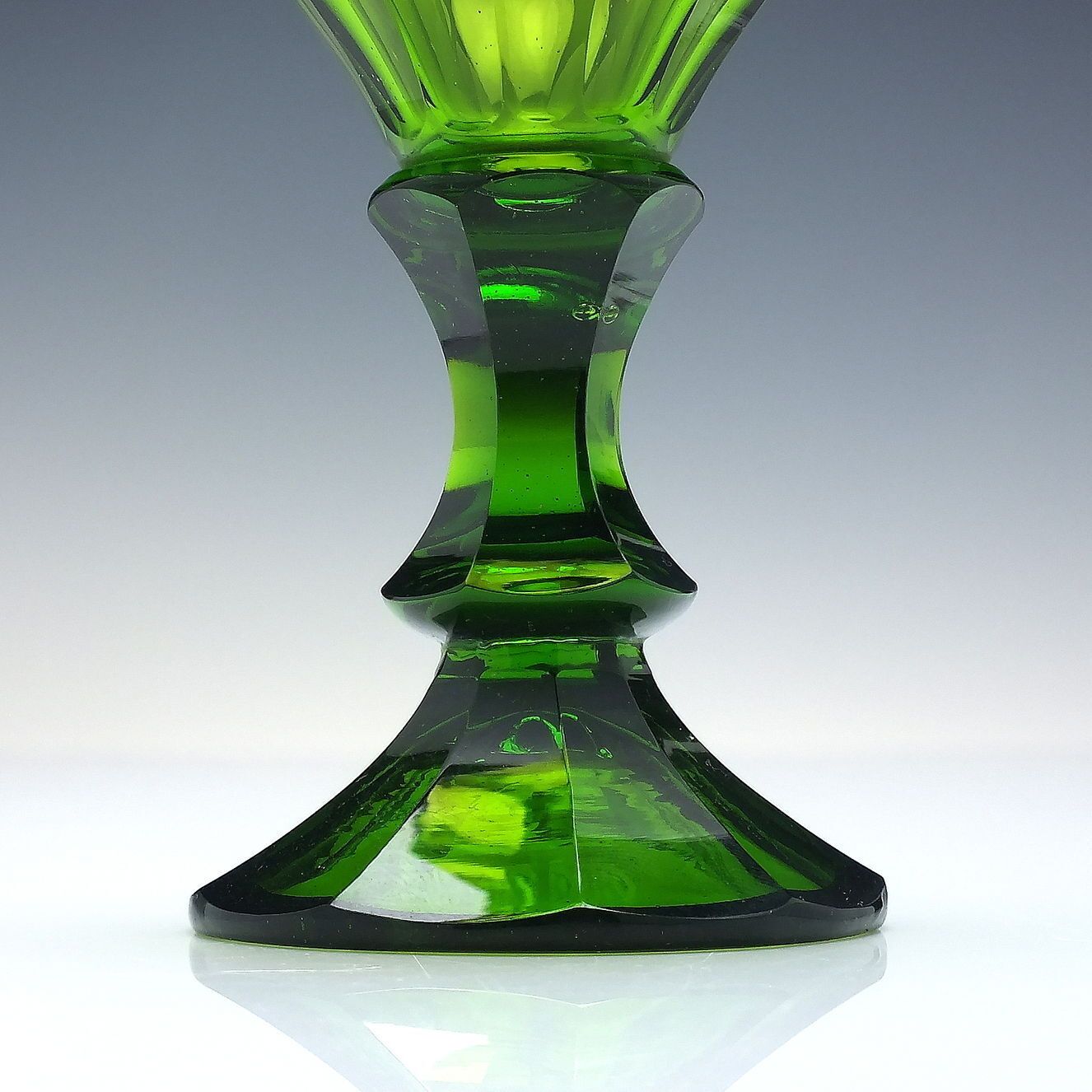 Four 19th Century Biedermeier Green Cut Wine Glasses C1840 photo 240.0
