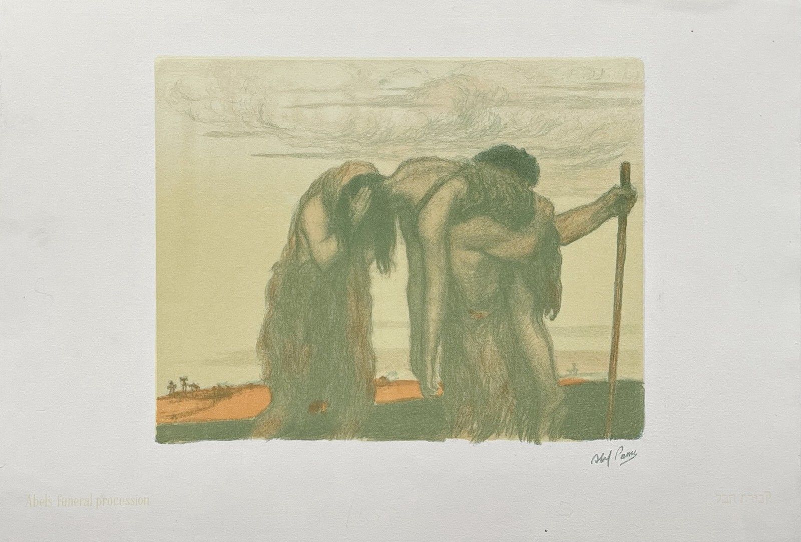 Abel Pann Abel's Funeral Procession Original Jewish Lithograph 1930