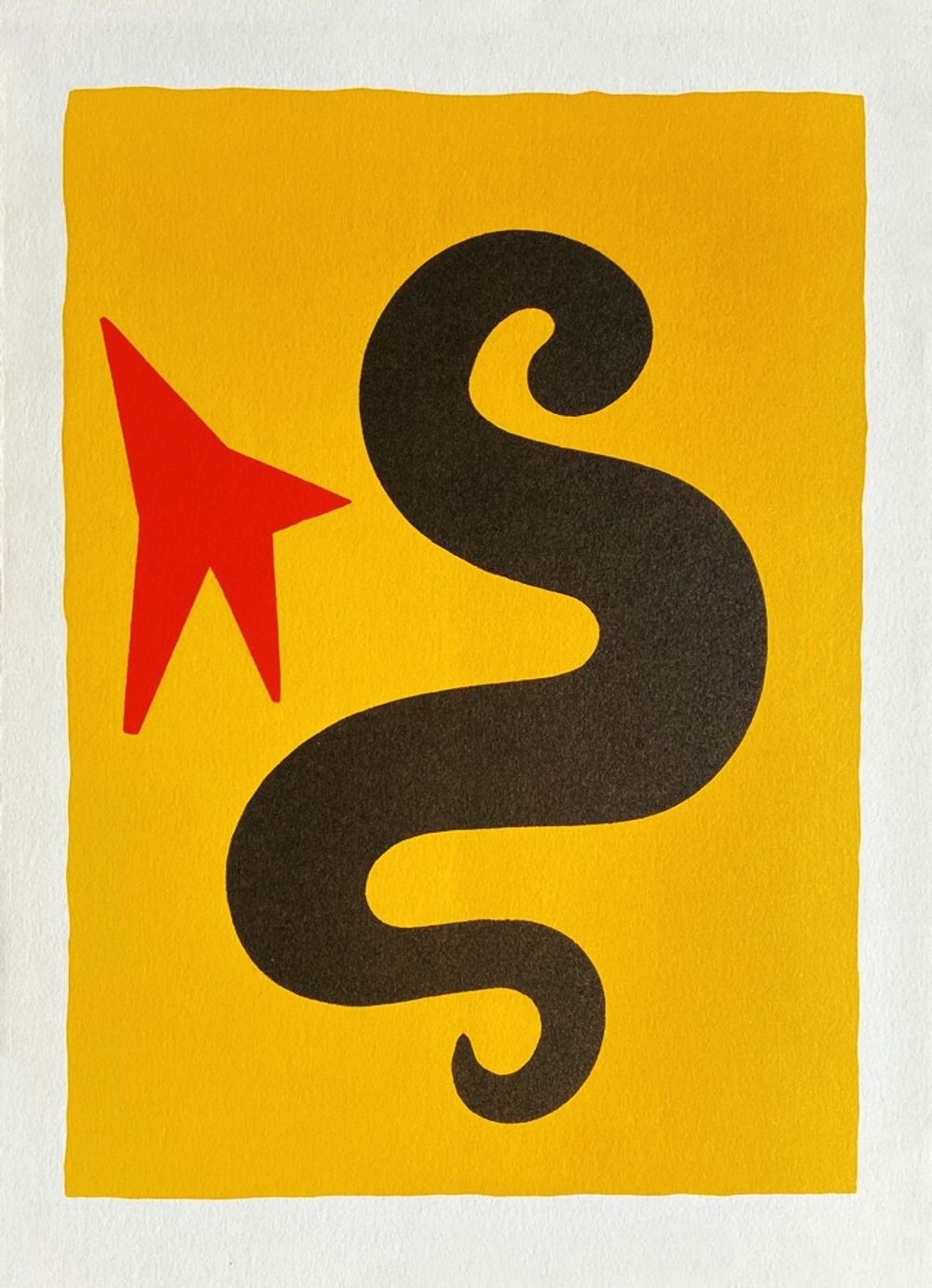 Alexandre Calder 1971 Yellow Serpent Lithograph On Paper 38x28
