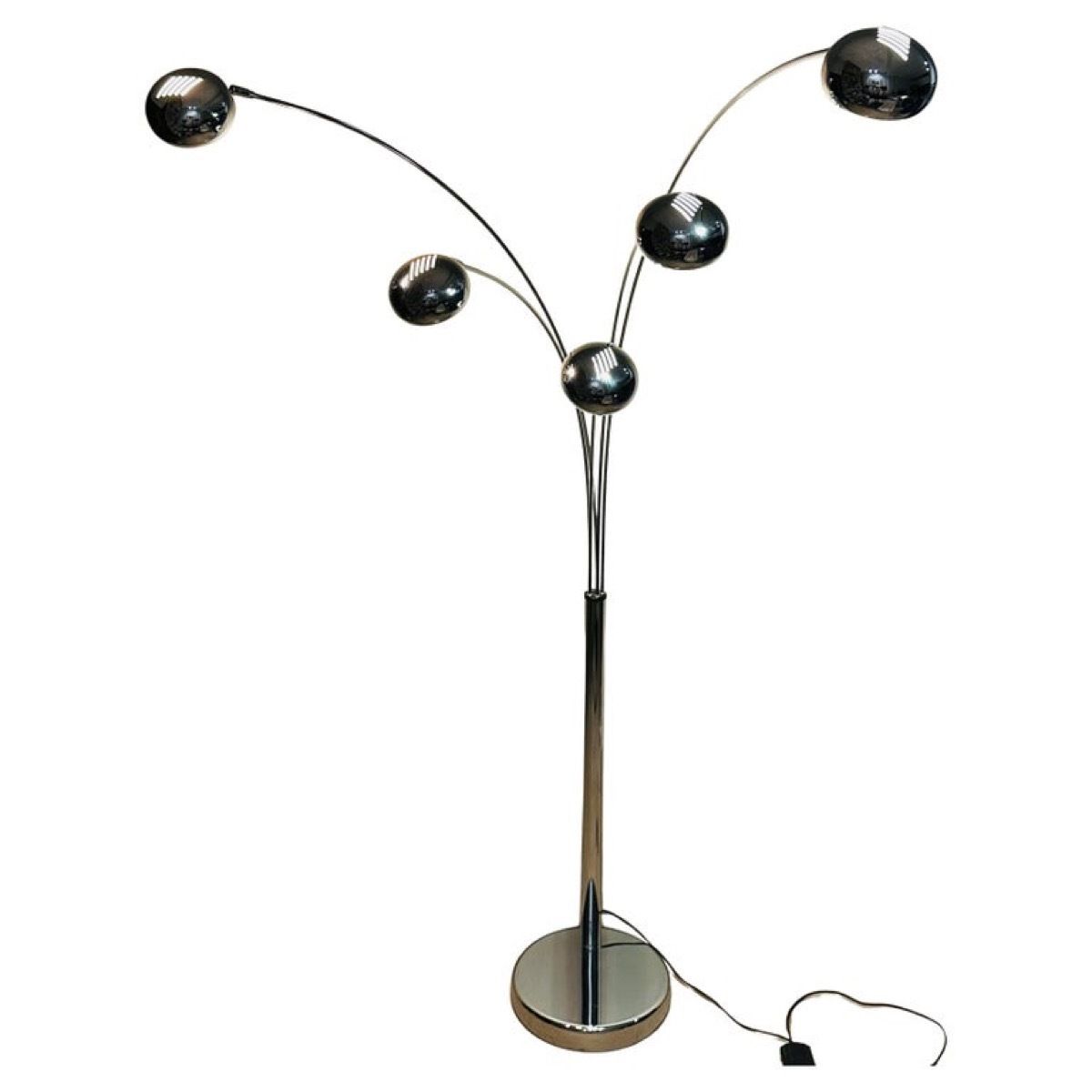 1980s German Modernist Christian Koban For Dom Polished 5 Arm Arc Floor Lamp