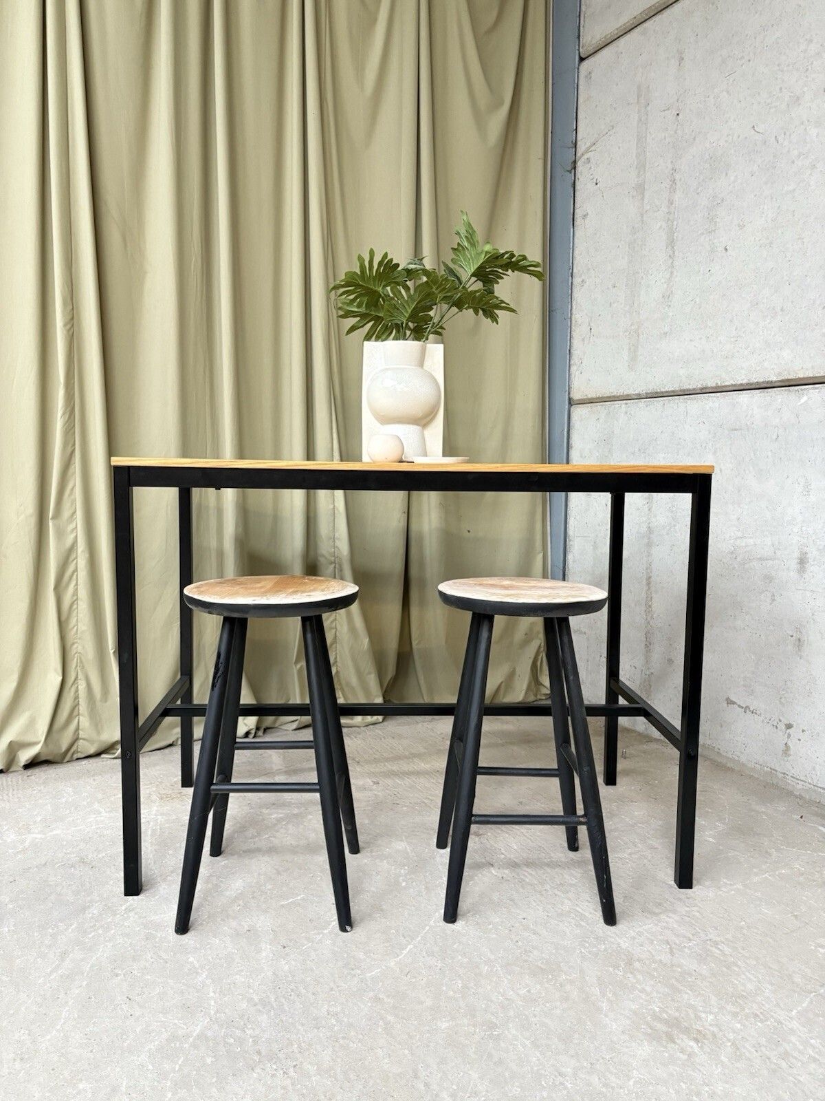 Industrial Mid Century Vtg Style Dining Kitchen Bench High Bar Table Island R953 photo furniture