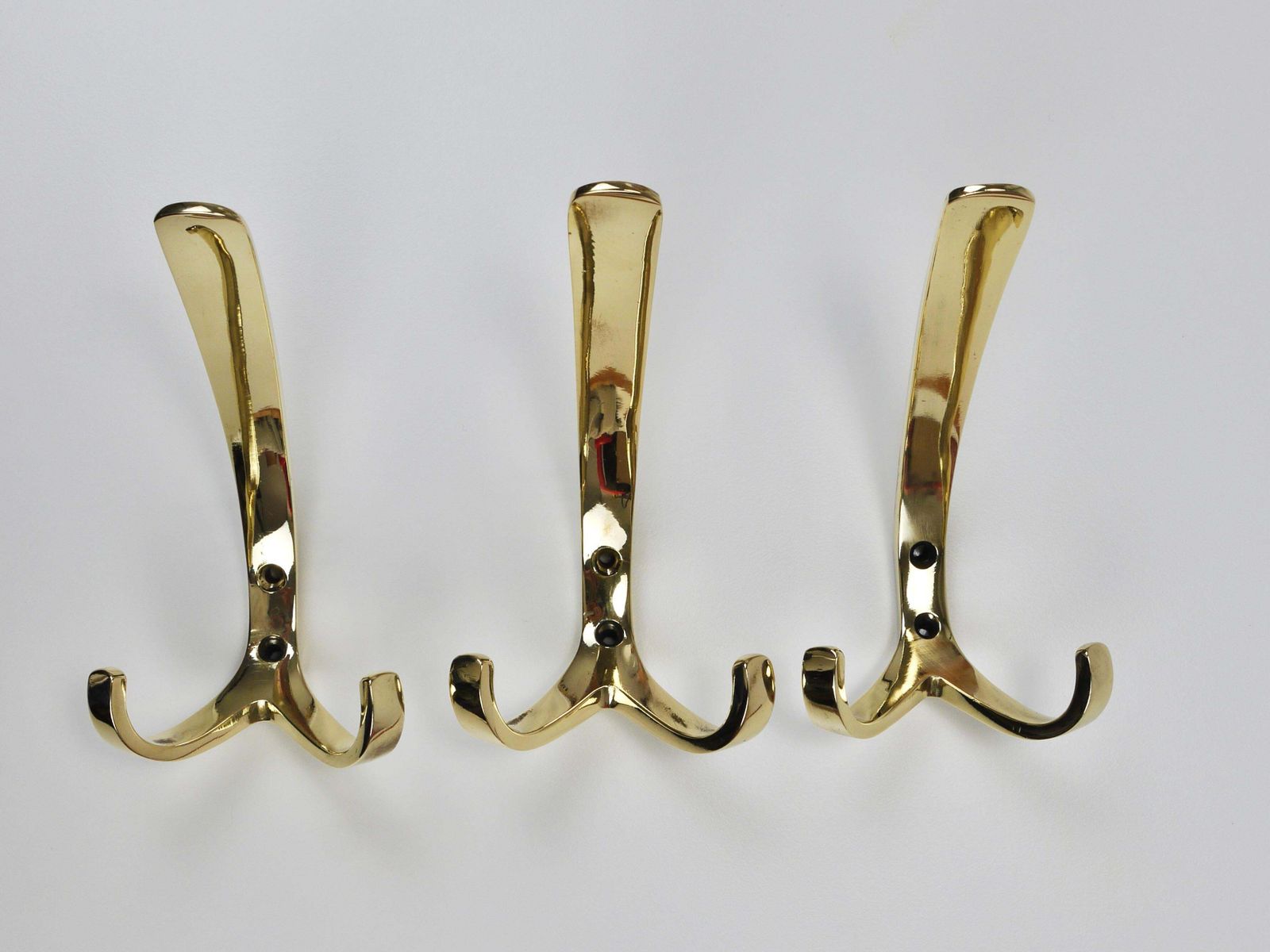 Up To 11 Herta Baller Mid Century Brass Coat Double Wall Hooks, Vienna, 1950s photo furniture