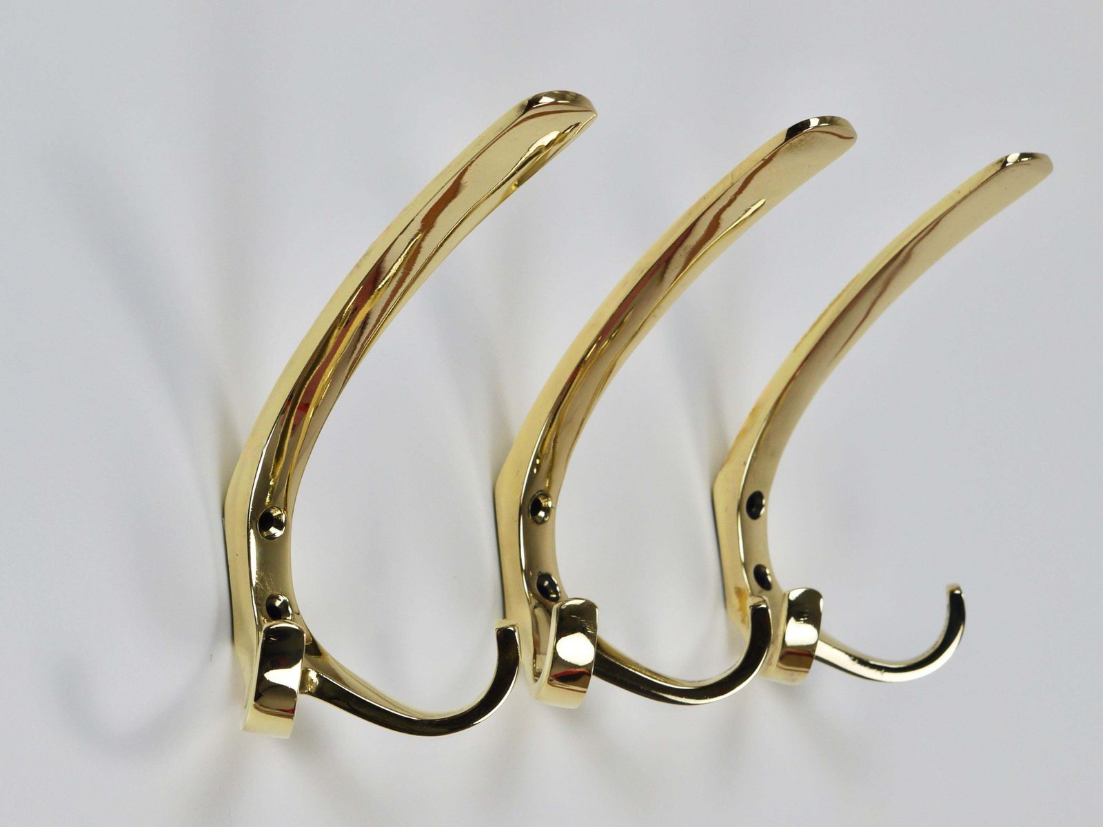 Up To 11 Herta Baller Mid Century Brass Coat Double Wall Hooks, Vienna, 1950s photo Furniture