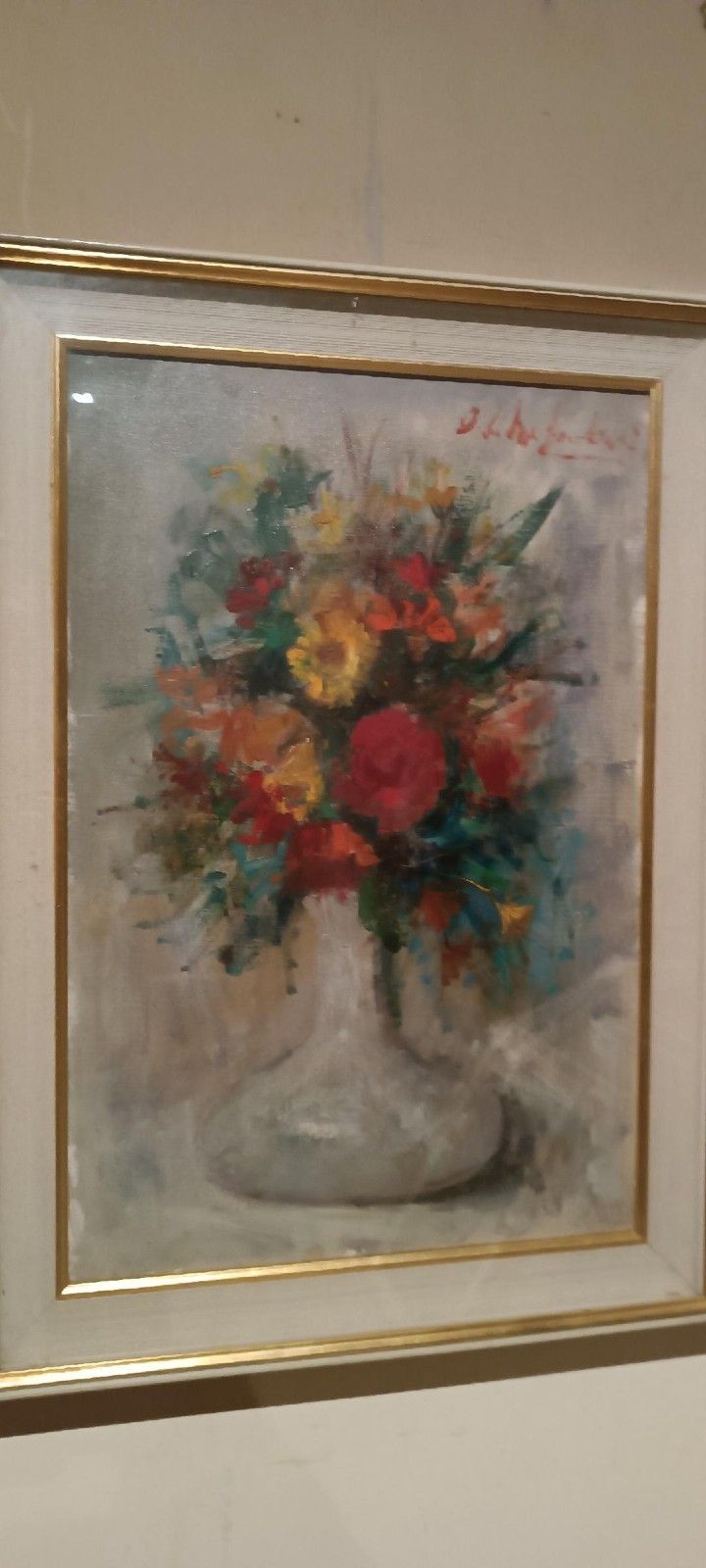 Still Life Painting Flower Vase Osman De Scolari (Palermo, 1908 Florence, 1998) photo Art