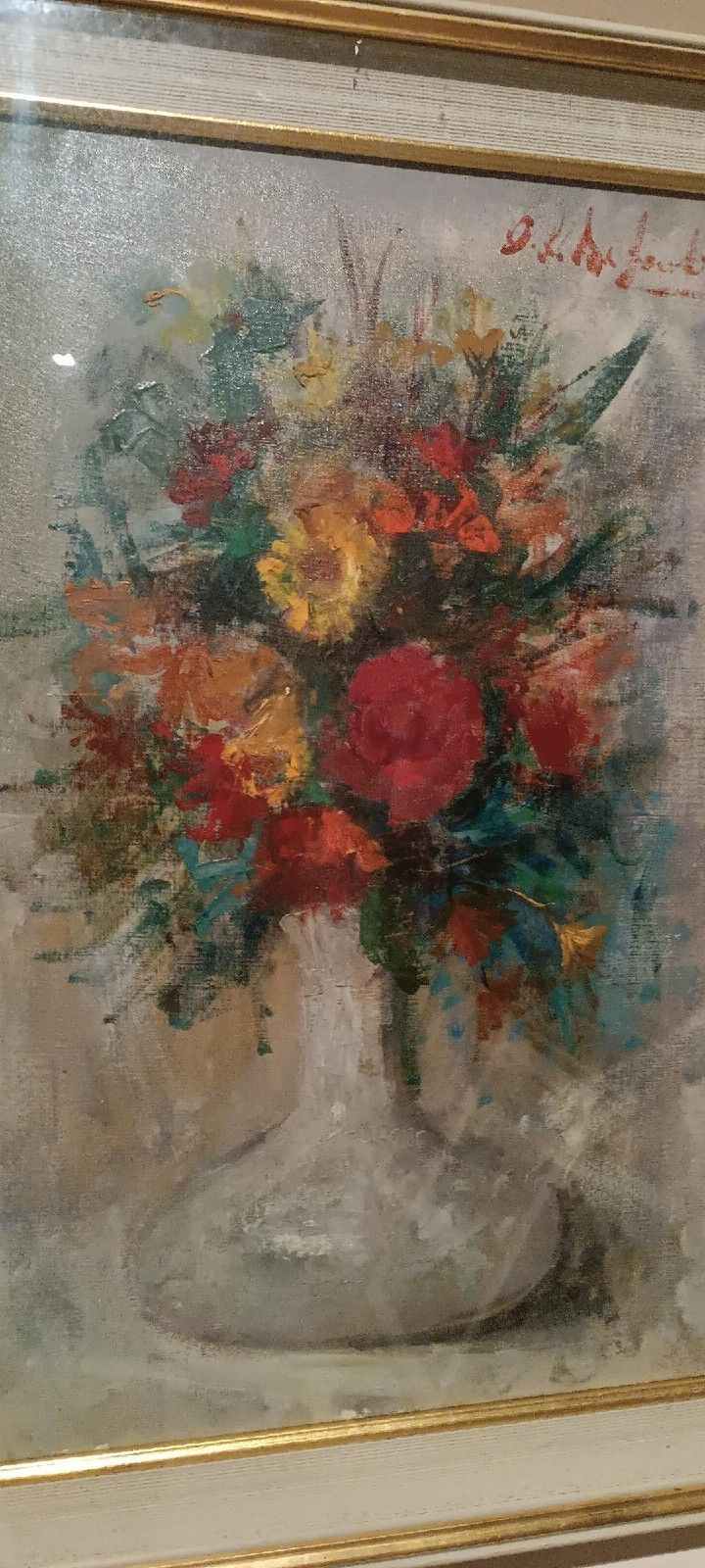 Still Life Painting Flower Vase Osman De Scolari (Palermo, 1908 Florence, 1998) photo vinterior