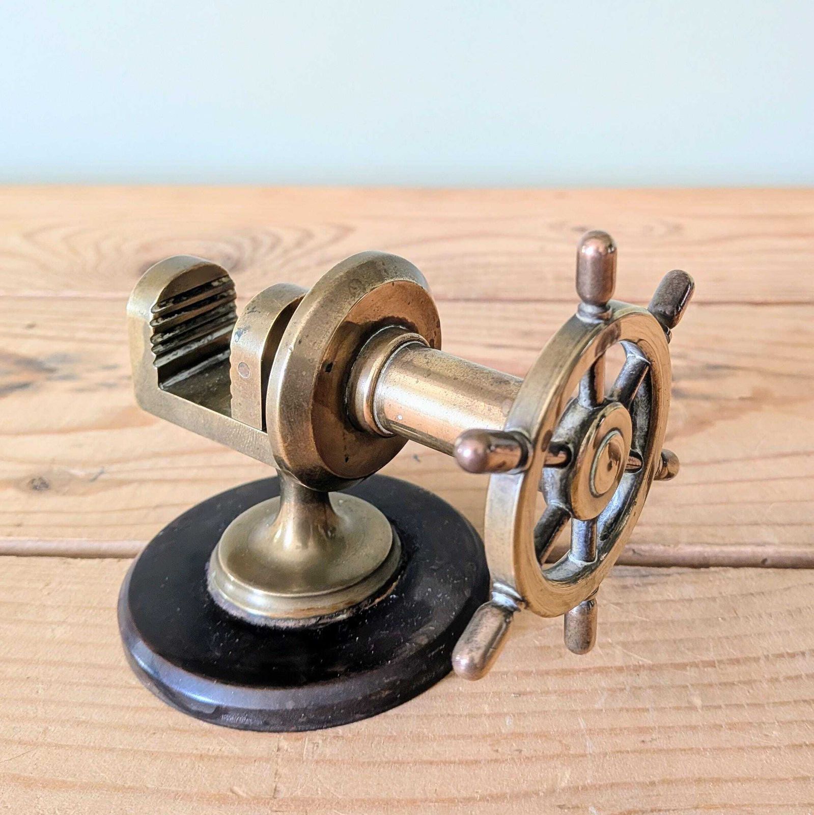 Antique Brass Nutcracker In The Form Of A Ship's Wheel C1920 photo furniture