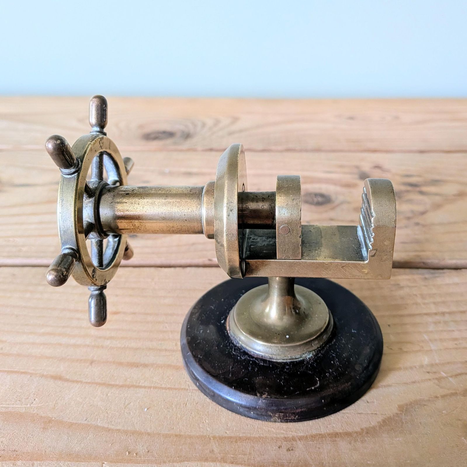 Antique Brass Nutcracker In The Form Of A Ship's Wheel C1920 photo Home Decor