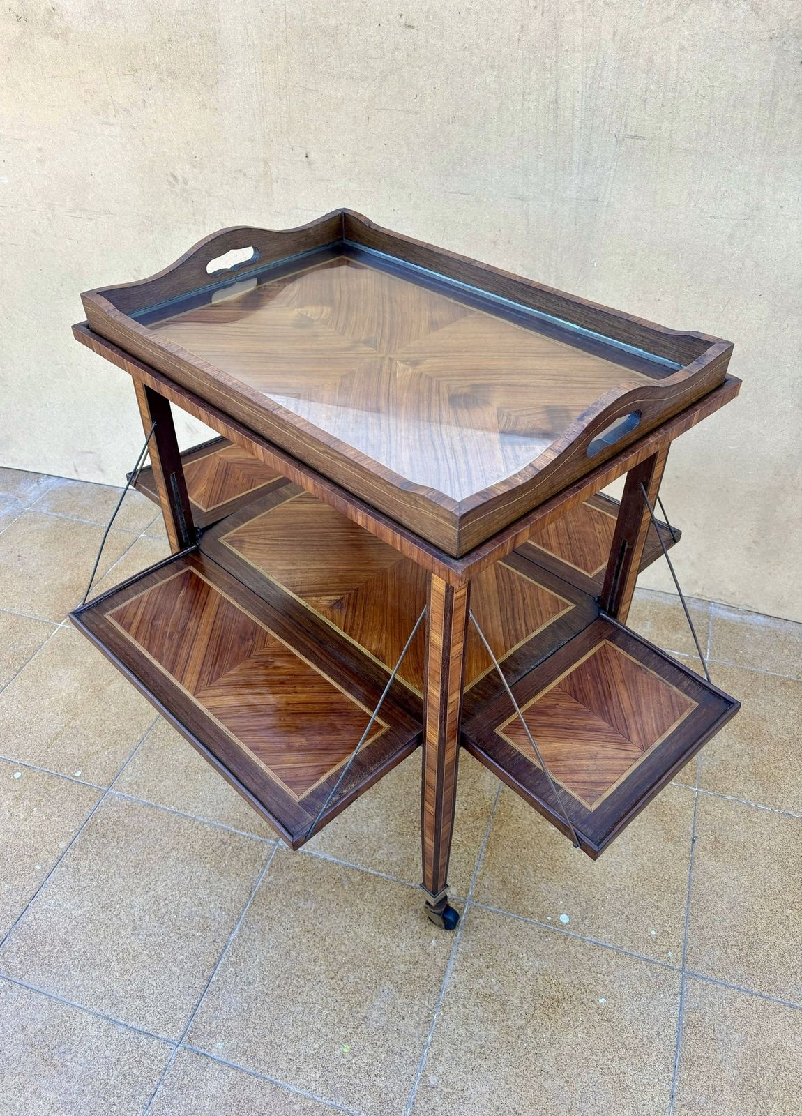 1930s Art Deco Folding Drinks Trolley With Walnut Veneer photo for sale