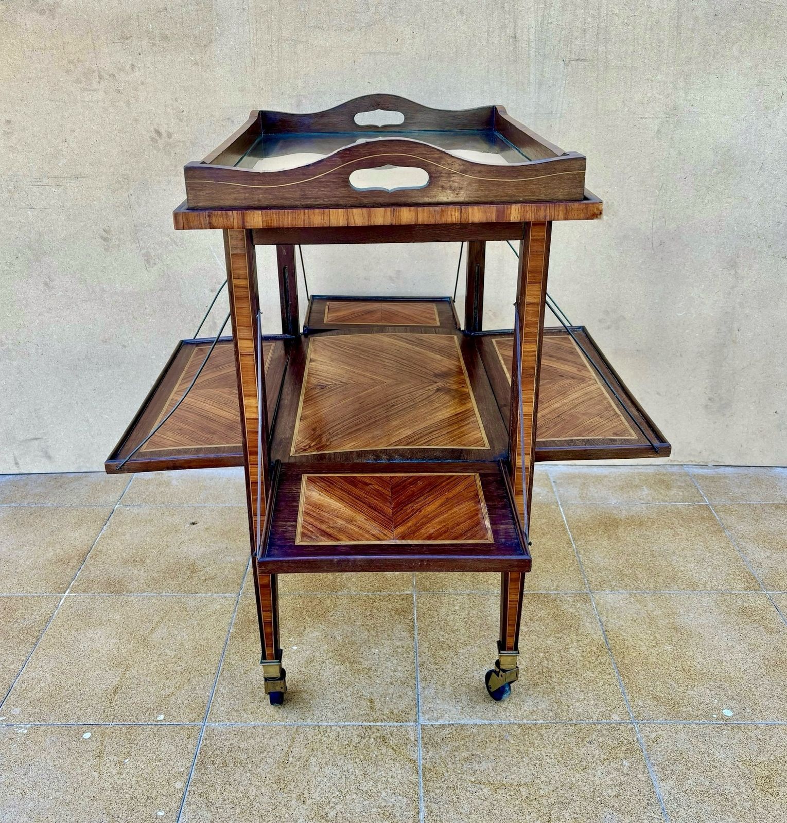 1930s Art Deco Folding Drinks Trolley With Walnut Veneer photo vinterior