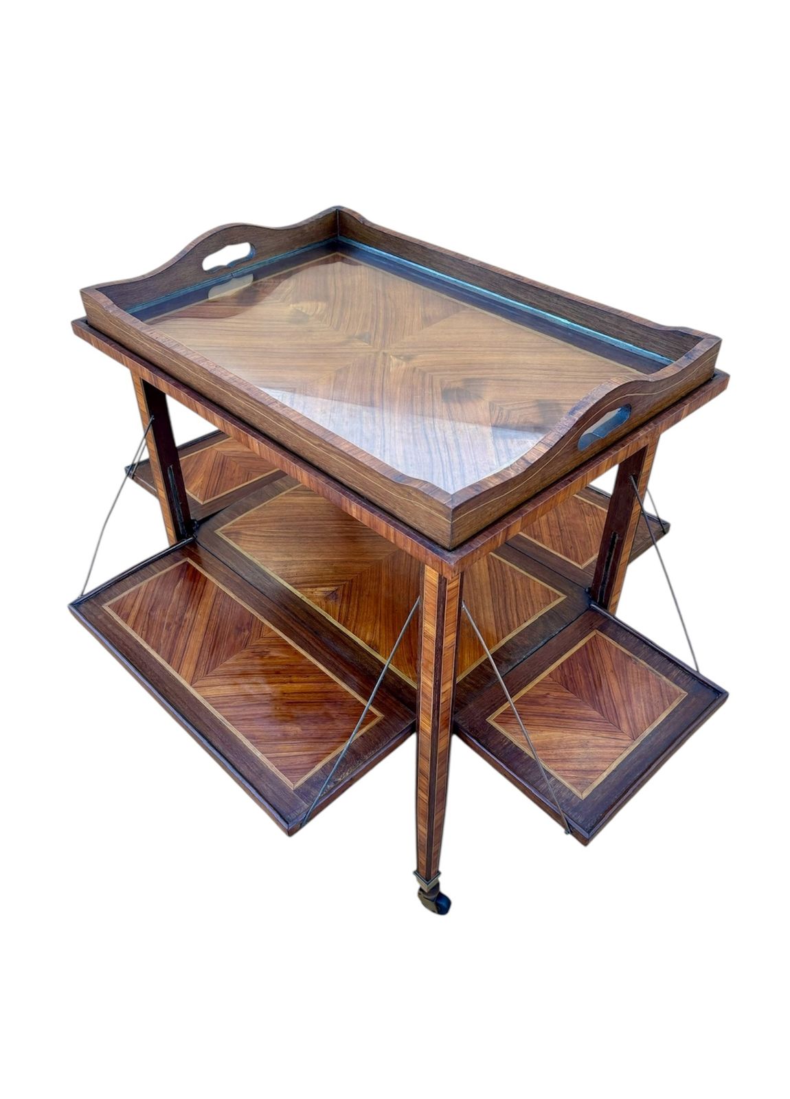 1930s Art Deco Folding Drinks Trolley With Walnut Veneer