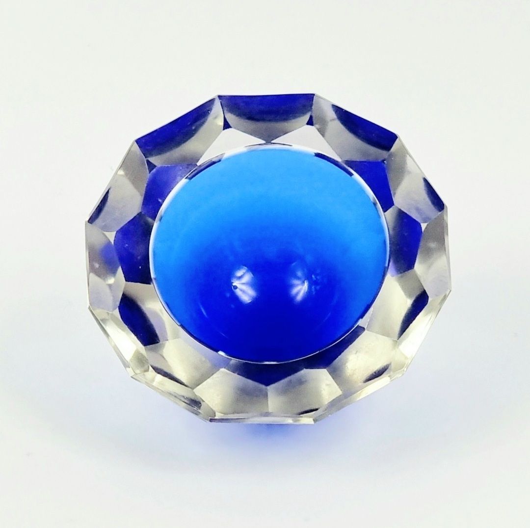 Large Sommerso Faceted Murano Glass Bowl/Catch All By Mandruzzato, Italy, 1970s photo Home Decor