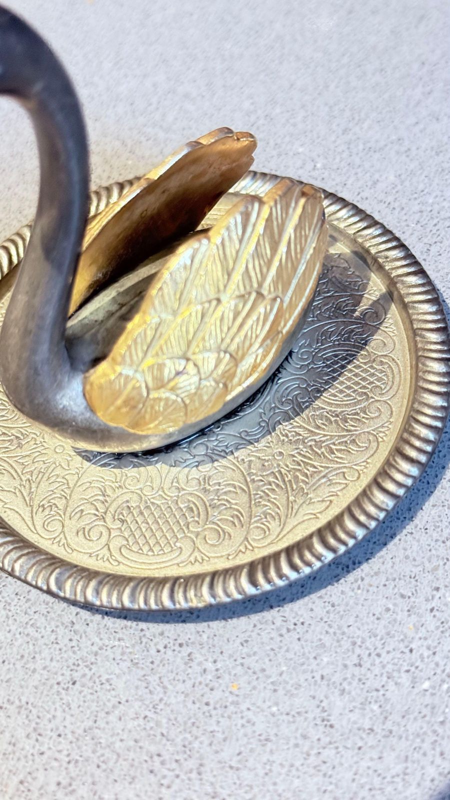 photo vinterior Antique Sliver Ring Holder Swann Birds Decorative Jewellery Organiser Home Décor