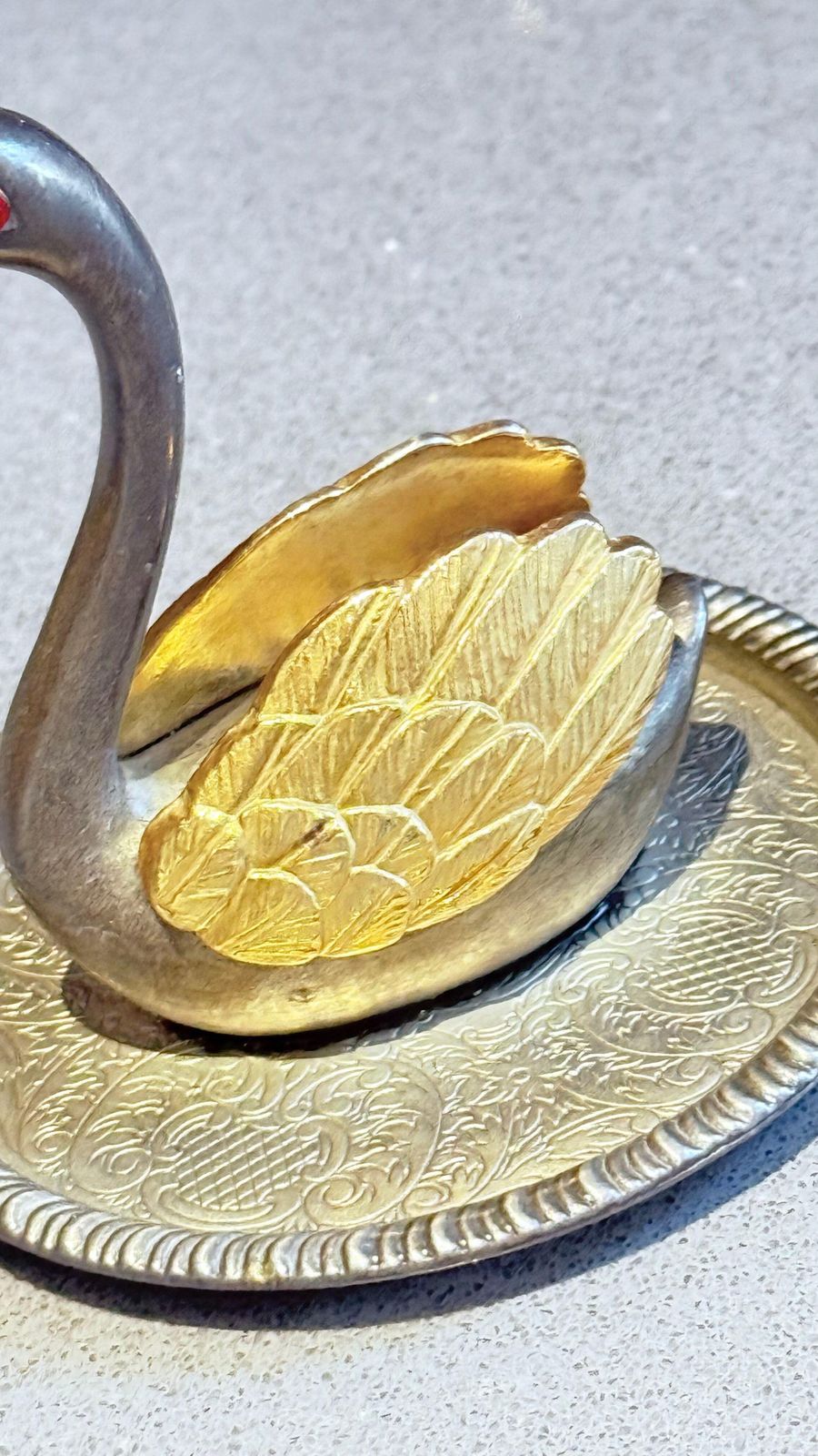 photo buy Antique Sliver Ring Holder Swann Birds Decorative Jewellery Organiser Home Décor