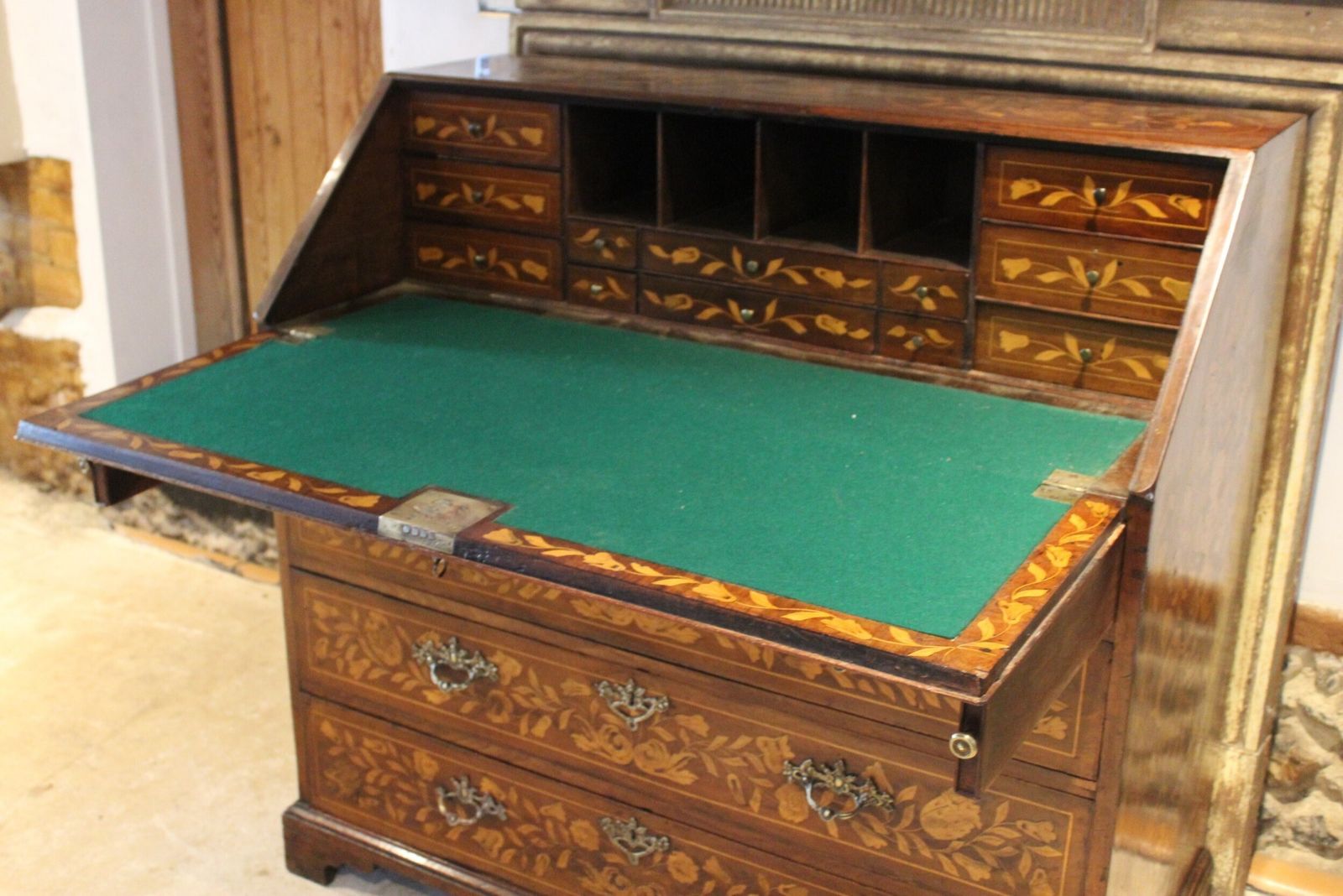 Bureau Stunning George III English Walnut Inlaid C1780 photo for sale