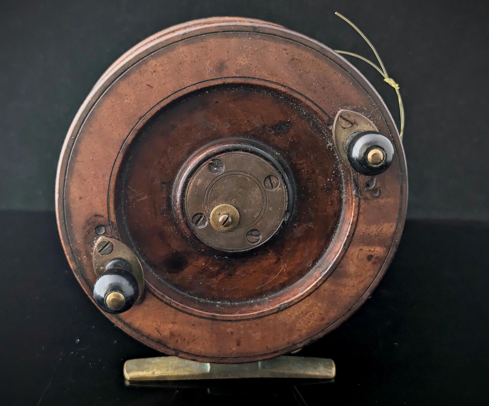 Large Antique Nottingham Style Fishing Reel, Walnut And Brass photo Home Decor