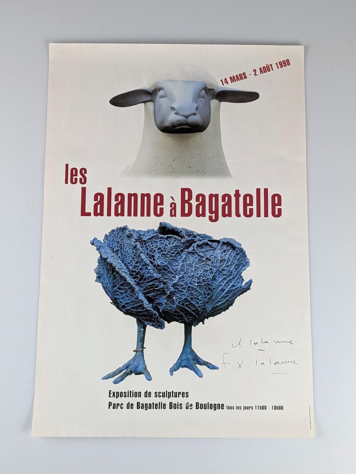 Original Exhibition Poster Of Les Lalanne "à Bagatelle" Hand Signed, 1998