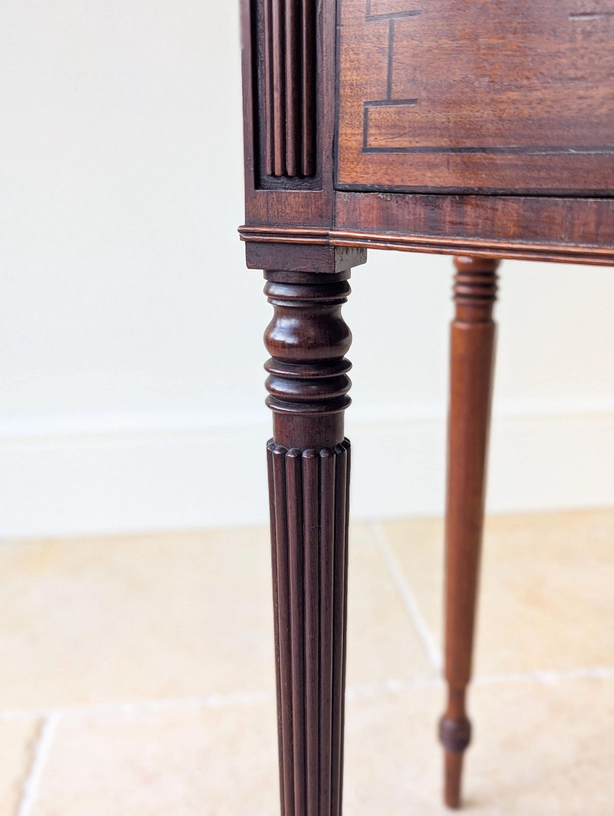 Furniture Antique Early 19th Century Mahogany Bow Front Writing Table photo