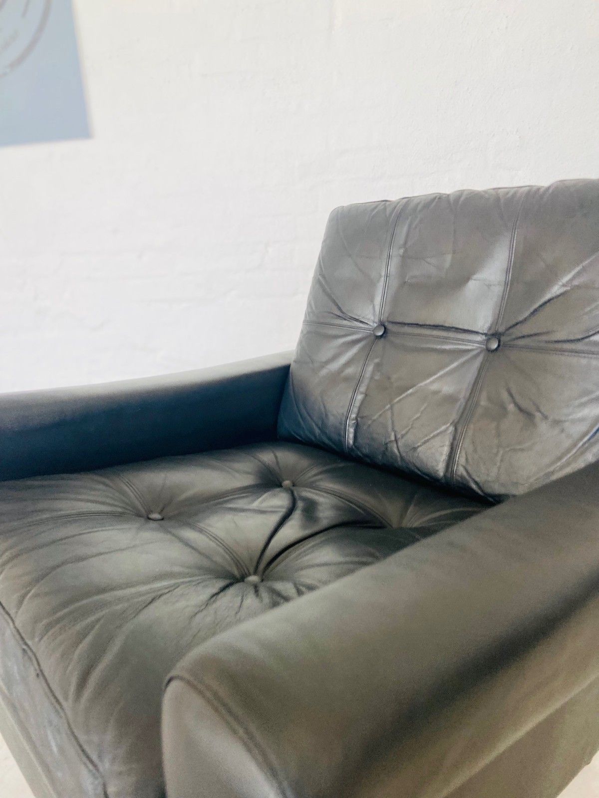 Vintage Retro Danish Mid Century Svend Skipper Black  Leather Club Chair photo vintage