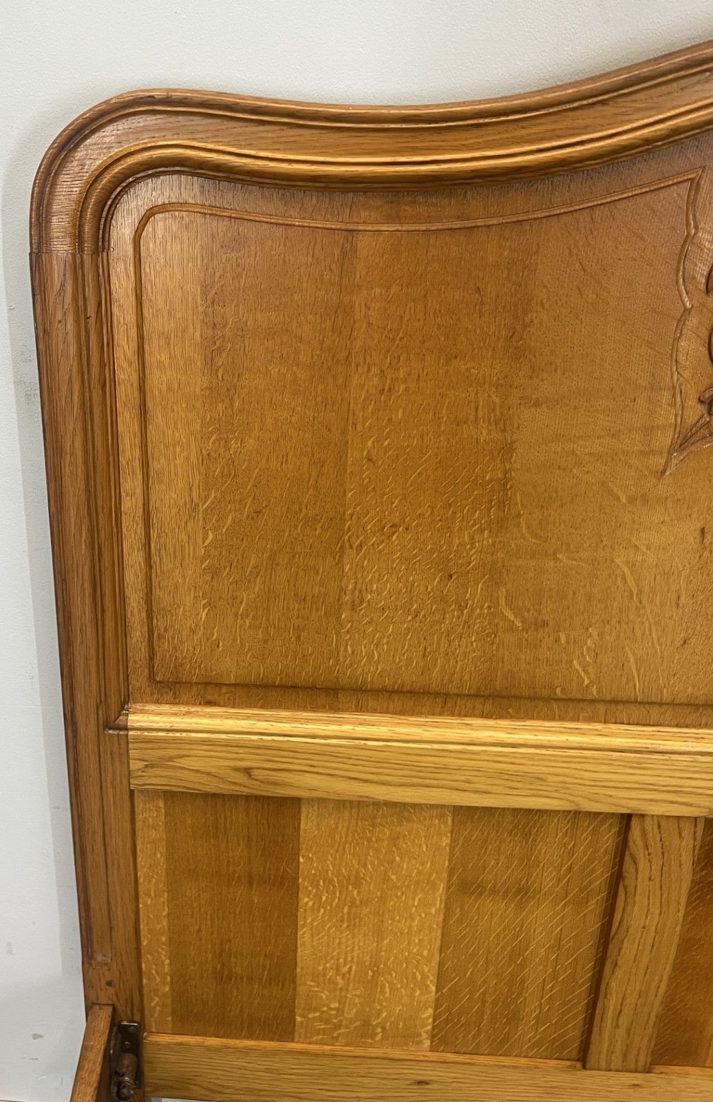 Furniture Bed Vintage French Louis XVI Double Bed Frame Oak Carved Headboard Lot 4607 photo