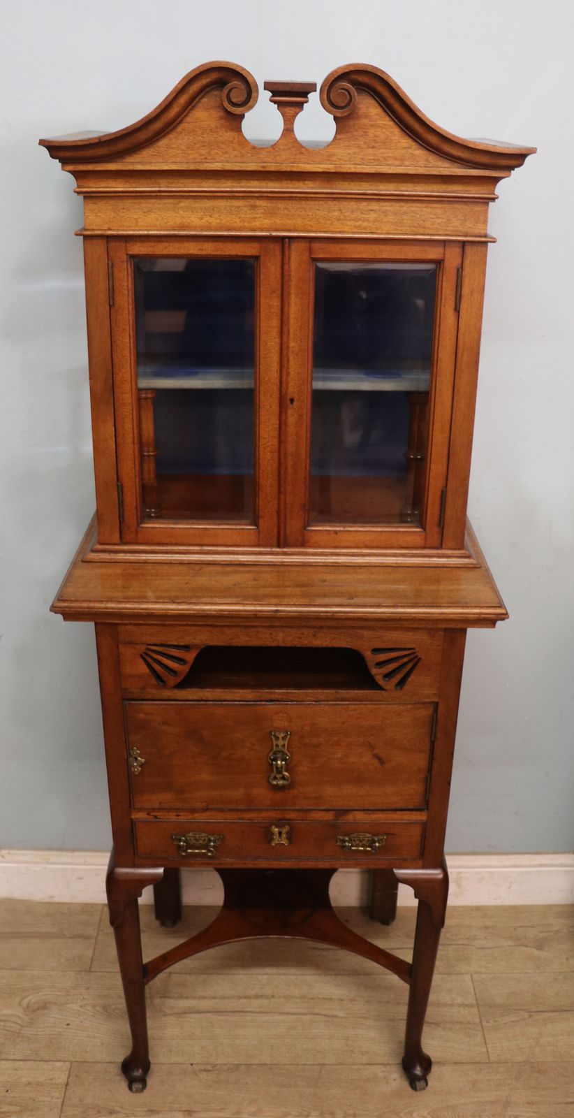 A Lovely American Walnut Display Cabinet Of Small Proportions. photo buy