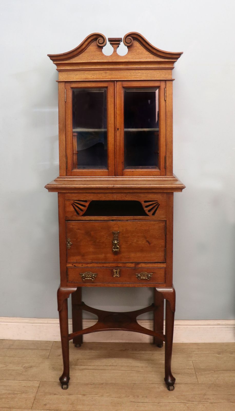 A Lovely American Walnut Display Cabinet Of Small Proportions.