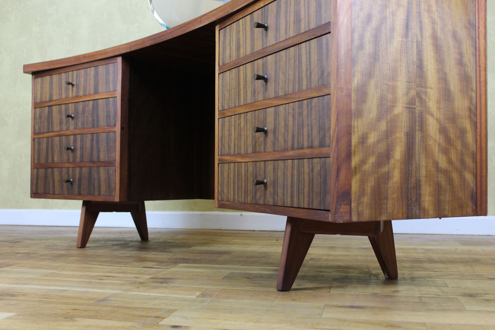 Furniture Mid 1950’s Dark Walnut Large Dressing Chest photo