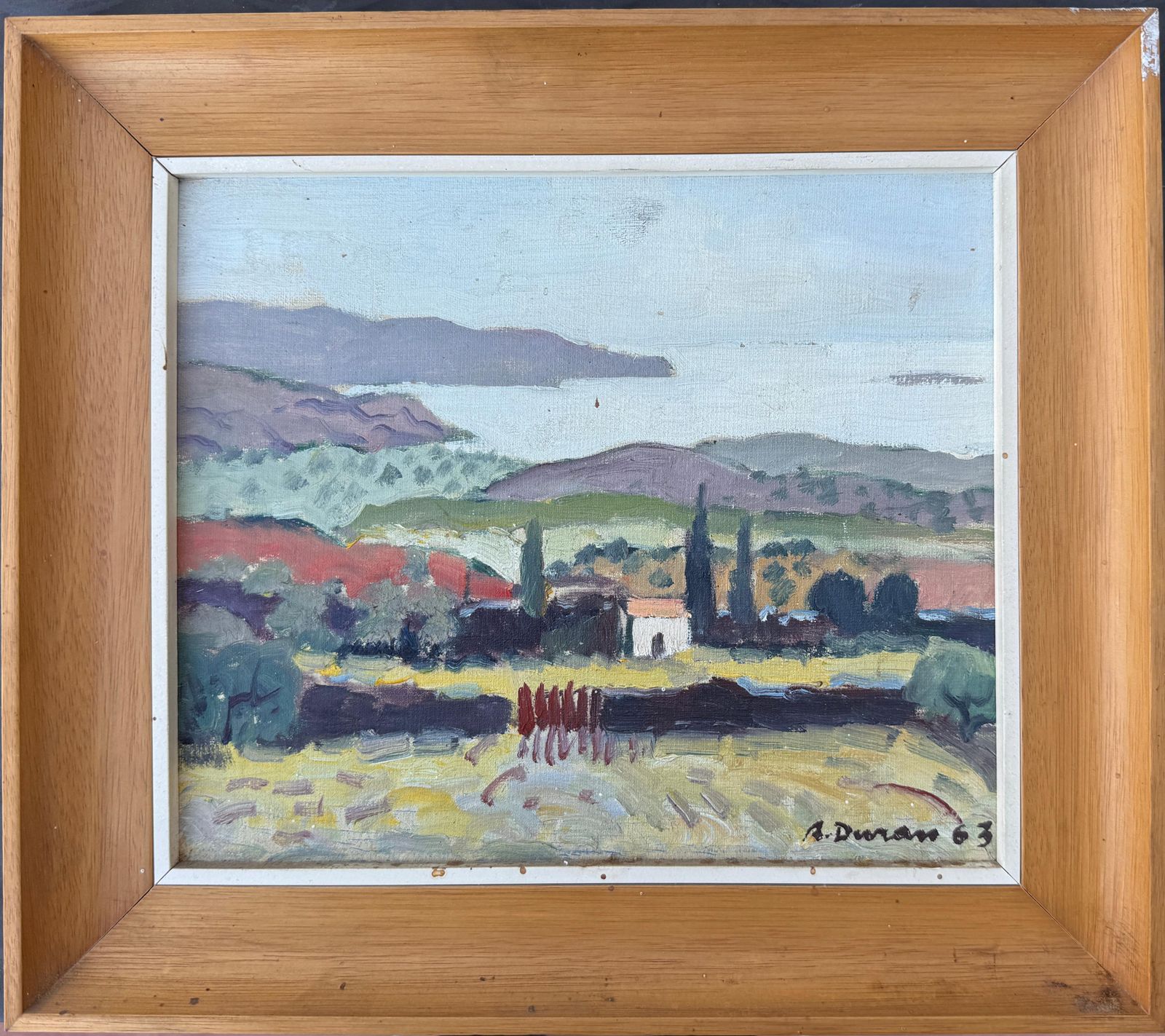 Rafael Duran Benet Mediterranean Landscape With Farmhouse And Cypresses Oil Painting 1963 photo furniture