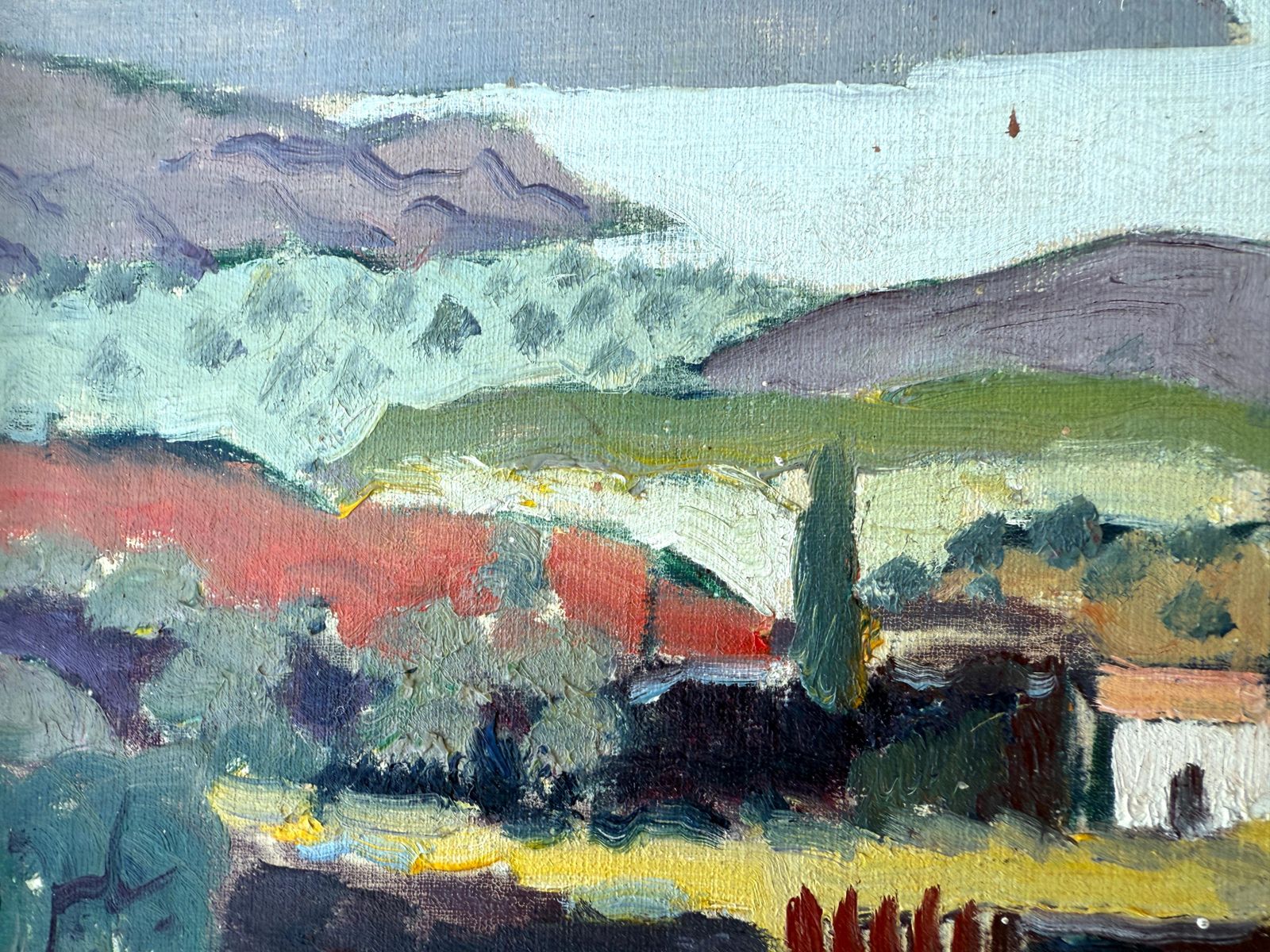 Rafael Duran Benet Mediterraan Landschap Met Boerderij En Cipressen Olieverfschilderij 1963 photo vinterior