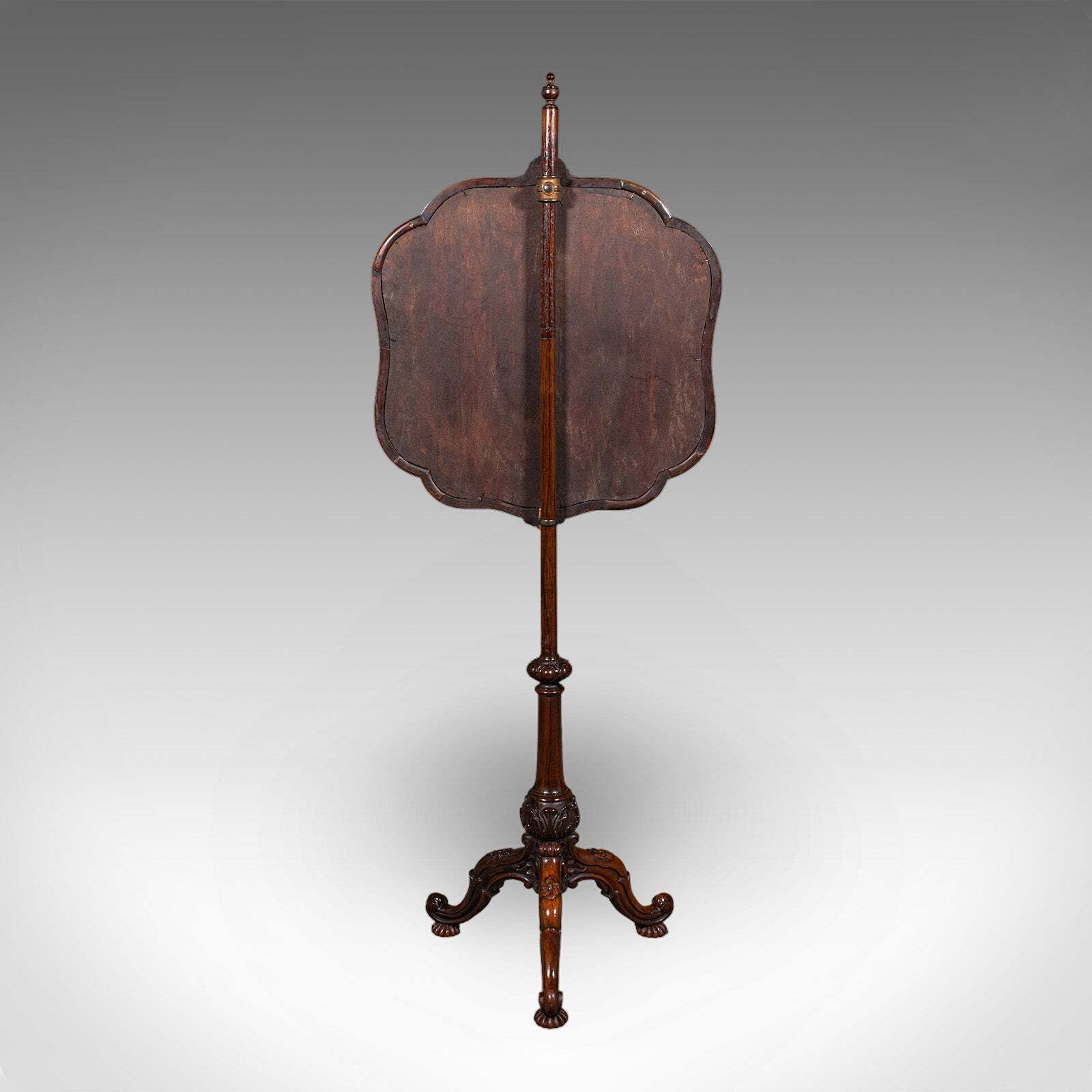 Antique Pole Screen, English, Embroidered Fire Panel, Reflector, Early Victorian photo 1524.0